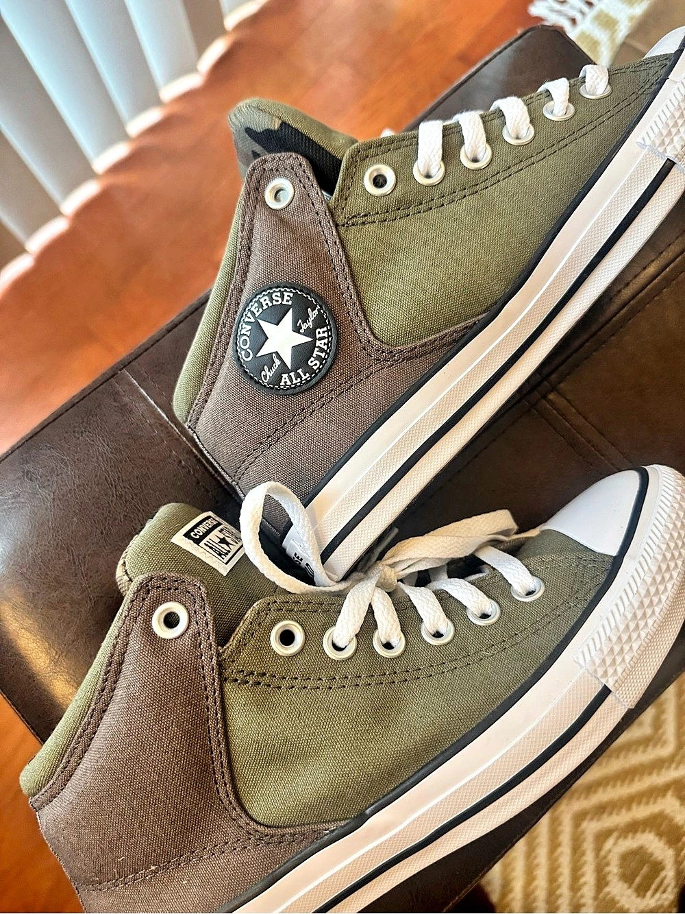 Converse Chuck Taylor All Star High Top Sneakers in Green & Brown